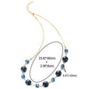 COOLSTEELANDBEYOND Gold Chain Choker Collar Necklace Blue Cube Crystal Beads Dark Blue Gem Stone Puff Circle Pendant - coolsteelandbeyond