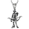 Gothic Biker Mens Steel Vintage Hunter Skull Body Arrow Bow Pendant Necklace, 23.6 inches Ball Chain - COOLSTEELANDBEYOND Jewelry