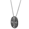 COOLSTEELANDBEYOND Gothic Mens Steel Tribal Vintage Dotted Cross Oval Medal Shield Pendant Necklace 30 in Wheat Chain - coolsteelandbeyond