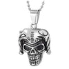 COOLSTEELANDBEYOND Gothic Punk Mens Fancy Skull Pendant Necklace Steel with 23.6 inches Ball Chain Polished - coolsteelandbeyond
