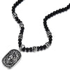 Gothic Style Mens Black Onyx Beads Necklace with Stainless Steel Lion Head Shield Pendant - COOLSTEELANDBEYOND Jewelry