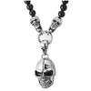 Gothic Style, Mens Women Black Onyx Beads Chain Necklace and Stainless Steel Vintage Skulls Pendant - COOLSTEELANDBEYOND Jewelry