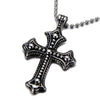 COOLSTEELANDBEYOND Gothic Vintage Cross Pendant Necklace Stainless Steel Unisex Silver Black Two-Tone 23.6 in Ball Chain - coolsteelandbeyond