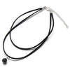 Ladies Black Choker Necklace with Black Bead Charm Pendant - COOLSTEELANDBEYOND Jewelry