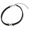 COOLSTEELANDBEYOND Ladies Black Choker Necklace with Small Infinity Love Charm Pendant - COOLSTEELANDBEYOND Jewelry