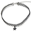 COOLSTEELANDBEYOND Ladies Black Choker Tattoo Necklace with Black Star Charm Pendant - COOLSTEELANDBEYOND Jewelry