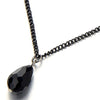 COOLSTEELANDBEYOND Ladies Black Lace Chain Tattoo Choker Necklace with Black Teardrop Bead Charm Pendant - COOLSTEELANDBEYOND Jewelry