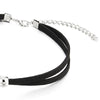 COOLSTEELANDBEYOND Ladies Womens Black Choker Necklace with Open Circle Charm and Beads Pendant - COOLSTEELANDBEYOND Jewelry