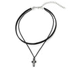 COOLSTEELANDBEYOND Ladies Womens Two-Rows Black Choker Necklace with Black Chain and Cross Charm Pendant - COOLSTEELANDBEYOND Jewelry