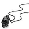 COOLSTEELANDBEYOND Large Stainless Steel Skull Pendant Necklace for Men High Polished with 30 Inches Wheat Chain - coolsteelandbeyond