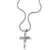 COOLSTEELANDBEYOND Large Steel Jesus Christ Crucifix Cross Pendant Necklace for Men with 30 inches Steel Wheat Chain - coolsteelandbeyond