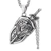 Men Steel Sword Scabbard Chain Lion Head Knight Shield Pendant Necklace, 23.6 Inches Wheat Chain - COOLSTEELANDBEYOND Jewelry