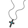COOLSTEELANDBEYOND Men Women Steel Plain Cross Pendant Necklace, Black Blue, Inlaid Design, 23.6 in Chain - coolsteelandbeyond