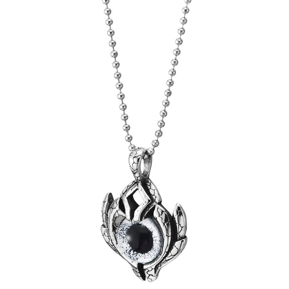 Men Women Steel Vintage Tribal Protection Medal Pendant Necklace with Black Bead, 30 in Chain - COOLSTEELANDBEYOND Jewelry