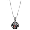 COOLSTEELANDBEYOND Men Women Vintage Steel Spider Web Pendant Necklace with Red Cubic Zirconia and 30 inches Ball Chain - coolsteelandbeyond
