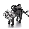 COOLSTEELANDBEYOND Men Womens Steel Silver Black Bull Dog Pit Bull Pendant Necklace with 23.6 in Ball Chain, Polished - coolsteelandbeyond