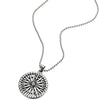 Mens Circle Compass Pendant Necklace with Fleur De Lis, Stainless Steel with 30 inches Ball Chain - COOLSTEELANDBEYOND Jewelry