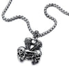 COOLSTEELANDBEYOND Mens Gothic Double Skull Pendant Stainless Steel Biker Necklace with 23.6 in Wheat Chain - coolsteelandbeyond