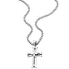 COOLSTEELANDBEYOND Mens Large Cross Pendant Necklace Stainless Steel with Twisted Cable and CZ, 30 Inches Wheat Chain - coolsteelandbeyond