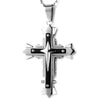 Mens Masculine Cross Pendant Necklace Steel Silver Black Tri-Layers, 30 Inches Steel Ball Chain - COOLSTEELANDBEYOND Jewelry