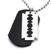 Mens Metal Razor Blade and Leather Dog Tag Pendant Necklace, 27 Inches Ball Chain, Punk Rock - COOLSTEELANDBEYOND Jewelry