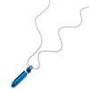 COOLSTEELANDBEYOND Mens Stainless Steel Blue Bullet Pendant Necklace, Pill Box Memorial Holder, 23.6 inches Ball Chain - coolsteelandbeyond