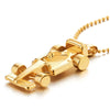 COOLSTEELANDBEYOND Mens Stainless Steel Gold Color Racing Car Pendant Necklace with 30 inches Ball Chain - coolsteelandbeyond