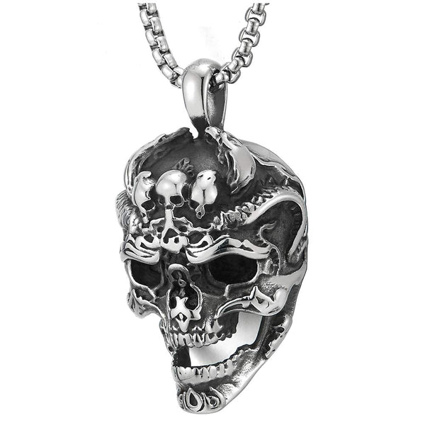 Mens Skull Necklace, Silver Skull Pendant by Proclamation Jewelry