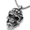 COOLSTEELANDBEYOND Mens Stainless Steel Large Vintage Skull Pendant Necklace with 30 inches Wheat Chain, Gothic Biker - coolsteelandbeyond