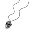COOLSTEELANDBEYOND Mens Stainless Steel Large Vintage Skull Pendant Necklace with 30 inches Wheat Chain, Gothic Biker - coolsteelandbeyond