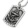 COOLSTEELANDBEYOND Mens Stainless Steel Marine Anchor Dog Tag Pendant Necklace with 23.6 Inches Ball Chain - coolsteelandbeyond