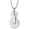 COOLSTEELANDBEYOND Mens Stainless Steel Steampunk Gears Mechanic Pendant Necklace, Polished, 30 inches Ball Chain - coolsteelandbeyond