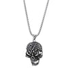 COOLSTEELANDBEYOND Mens Stainless Steel Vintage Dotted Skull Pendant Necklace with 30 inches Wheat Chain, Gothic - coolsteelandbeyond