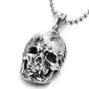 Mens Stainless Steel Vintage Ugly Skull Pendant Necklace with 30 inches Ball Chain, Gothic Punk Rock - COOLSTEELANDBEYOND Jewelry