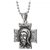 Mens Steel Jesus Christ Rough Textured Cross Pendant Necklace, 23.6 inches Ball Chain - COOLSTEELANDBEYOND Jewelry