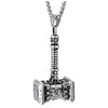 COOLSTEELANDBEYOND Mens Steel Thrall’s Doom Hammer Pendant Necklace with 30 inches Wheat Chain, Vintage Tribal - coolsteelandbeyond