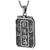Mens Steel Vintage Flying Dragon Chinese Character Dog Tag Pendant Necklace Oxidized Black, Two-Side - COOLSTEELANDBEYOND Jewelry