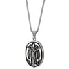 Mens Steel Vintage Jesus Christ Crucifix Oval Plate Pendant Necklace, 30 inches Wheat Chain - COOLSTEELANDBEYOND Jewelry