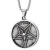 COOLSTEELANDBEYOND Mens Steel Vintage Pentagram Baphomet Goat Jesus Christ Medal Pendant Necklace - coolsteelandbeyond