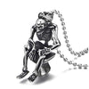 COOLSTEELANDBEYOND Mens Steel Vintage Skull Body Skeleton Sitting on Toilet Pendant Necklace, 30 in Chain - coolsteelandbeyond
