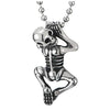 COOLSTEELANDBEYOND Mens Vintage Steel Skull Skeleton Crawling Pendant Necklace, 23.6 inch Ball Chain - coolsteelandbeyond