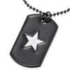 COOLSTEELANDBEYOND Mens Women Black Dog Tag Pendant Necklace with White Enamel Star and 28 inches Ball Chain - coolsteelandbeyond