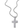 COOLSTEELANDBEYOND Mens Women Large Steel Cross Pendant Necklace with Cubic Zirconia and 30 inches Wheat Chain - coolsteelandbeyond