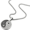 Mens Women Stainless Steel Black White Cubic Zirconia Yin Yang Pendant Necklace, 30 inch Wheat Chain - COOLSTEELANDBEYOND Jewelry