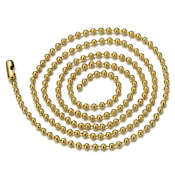 Mens Women Stainless Steel Gold Color Barbell Dumbbell Pendant Necklace with Cubic Zirconia - COOLSTEELANDBEYOND Jewelry