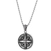 COOLSTEELANDBEYOND Mens Women Stainless Steel Vintage Compass Circle Medal Pendant Necklace, 23.6 inches Ball Chain - coolsteelandbeyond