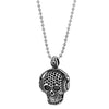 COOLSTEELANDBEYOND Mens Women Steel Silver Black Headphone Honeycomb Skull Pendant Necklace, 30 in Chain, Gothic Biker - coolsteelandbeyond