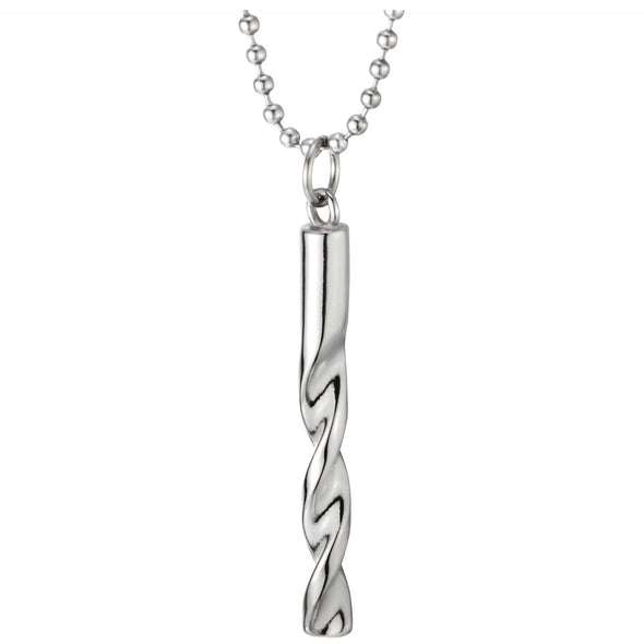 Mens Women Steel Twisted Bar Pendant Necklace, 23.6 inches Ball Chain, Punk Rock - COOLSTEELANDBEYOND Jewelry