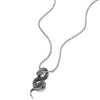 COOLSTEELANDBEYOND Mens Women Steel Vintage Cobra Snake Pendant Necklace with Red Cubic Zirconia, 23.6 inch Ball Chain - coolsteelandbeyond