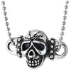 Mens Women Steel Vintage Dotted Crack Skull Pendant Necklace, 23.6 inches Ball Chain, Gothic - COOLSTEELANDBEYOND Jewelry